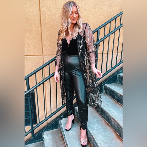 Sequin Open Front Sheer Cardigan - Picture 6 of 8